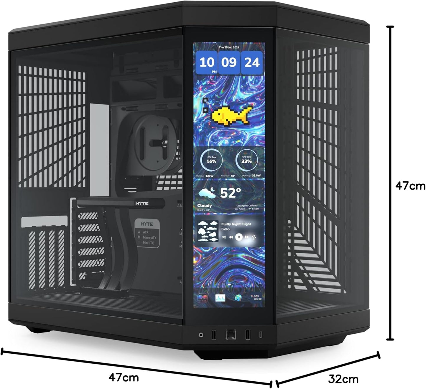 Racer Y70 X – RTX 5070 Ti | Ryzen 7 7800X3D | 32GB DDR5 | HYTE Y70 Touch | 1440p Gaming | Fortnite & GTA | Streaming Ready