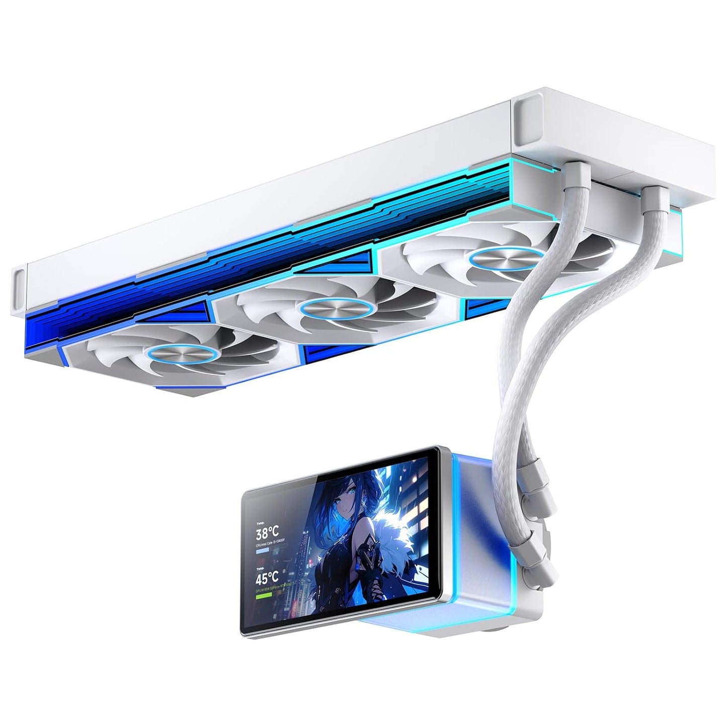 New Vision LCD X3D RTX 5070 Gaming PC – Dual Screen | 32GB DDR5 | 1TB NVMe | WiFi (Black or White) | 1440p Gaming | White Build | Streaming Ready