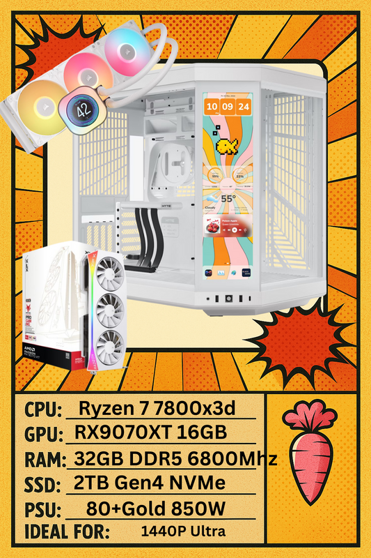 Pink Parsnip Flagship Gaming PC – Ryzen 7 7800X3D + RX 9070 XT + HYTE Y70 Touch