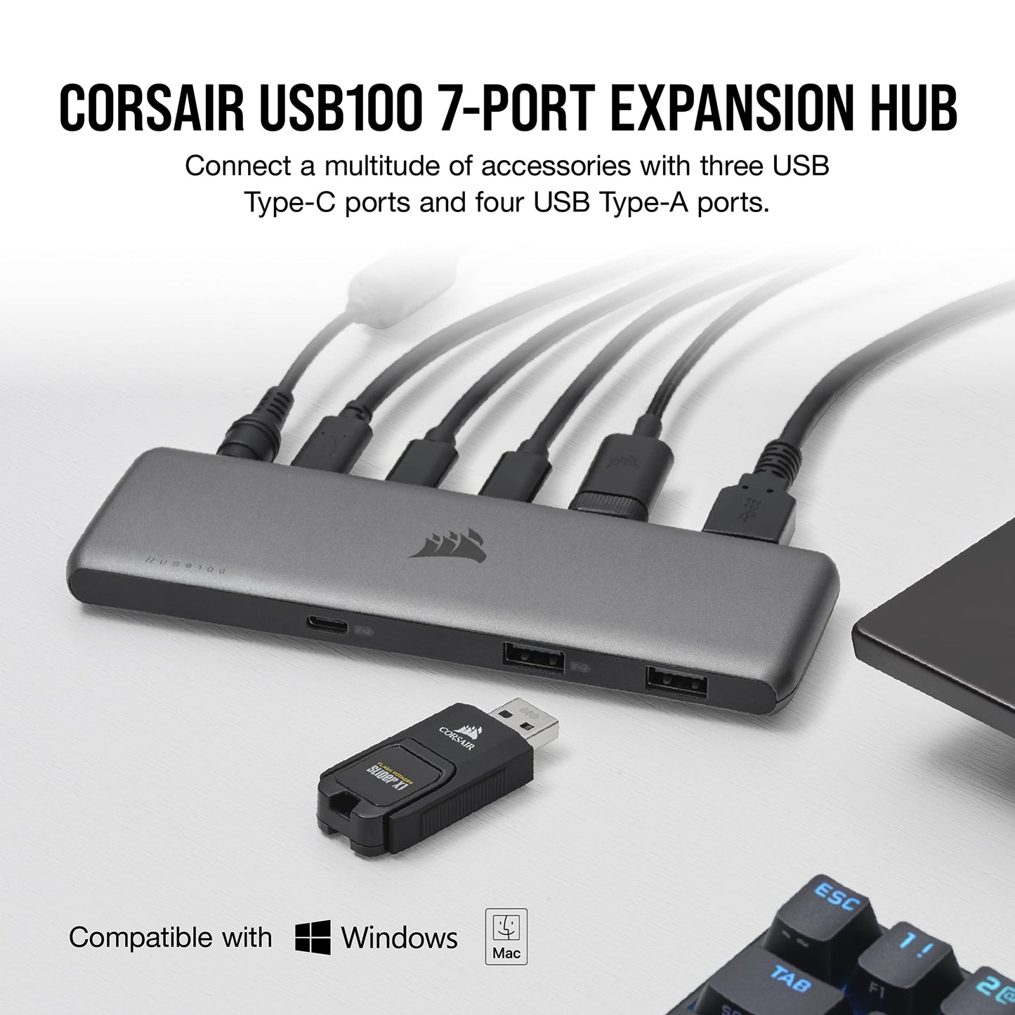 CORSAIR USB100 7-PORT USB-C/USB-A HUB