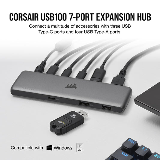 CORSAIR USB100 7-PORT USB-C/USB-A HUB