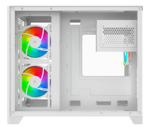 Vida Akira V2 White ARGB Gaming Case w/ Glass Front & Side, Micro ATX, 3x ARGB Fans, 6-Port PWM ARGB Fan Hub & Remote Control