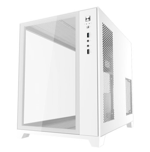 Vida Akira V2 White ARGB Gaming Case w/ Glass Front & Side, Micro ATX, 3x ARGB Fans, 6-Port PWM ARGB Fan Hub & Remote Control