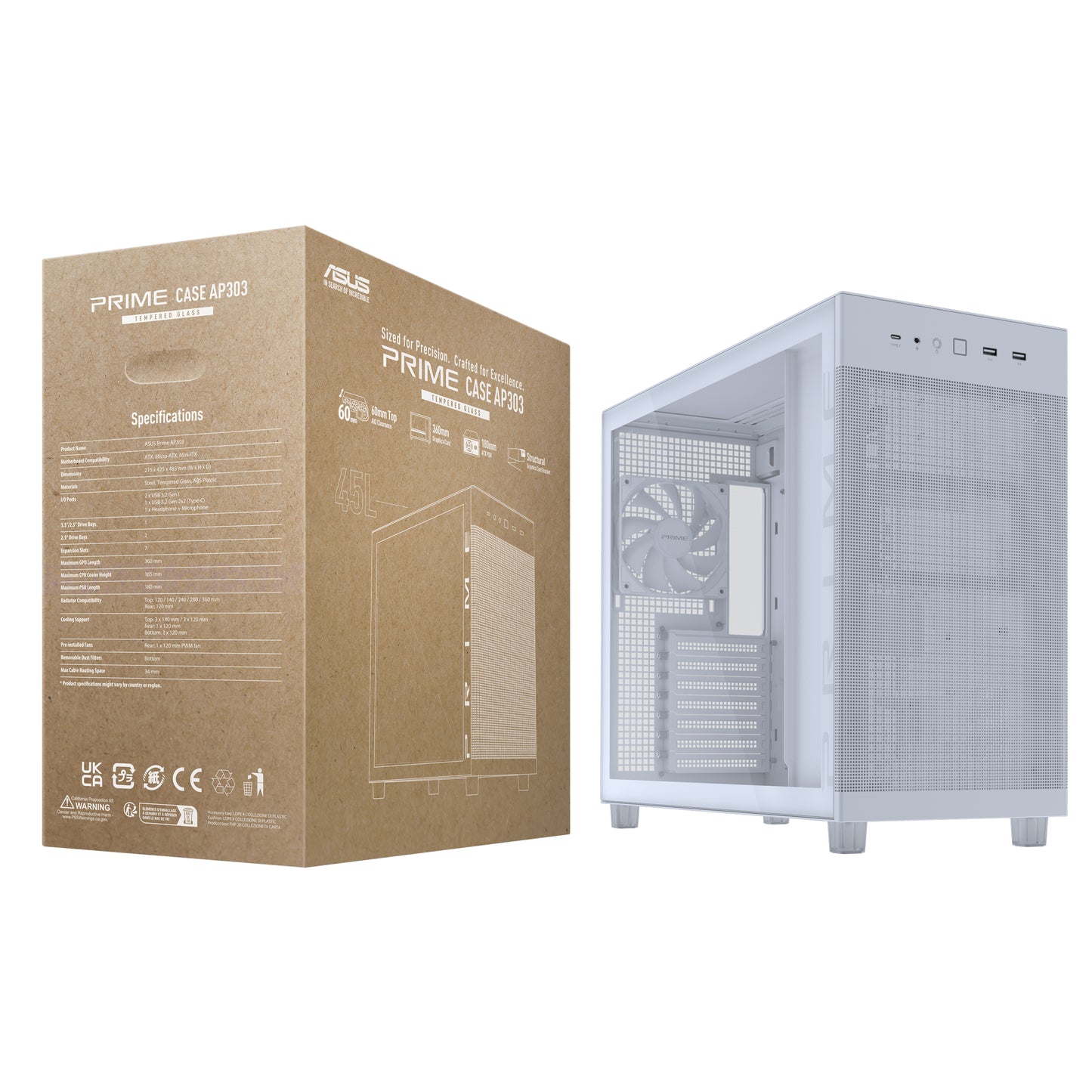 Hyte Prime AP303 Tempered Glass PC Case - White