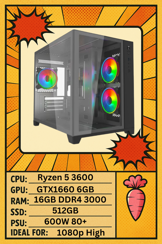 AkiraGaming PC – Ryzen 5 3600| GTX 1660 | 16GB RGB RAM | 512GB SSD