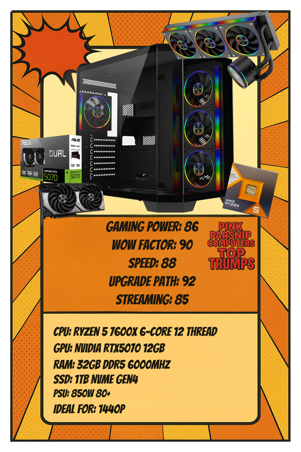 The Alfie Ryzen 5 7600X • RTX 5070 • 32GB DDR5 • 1TB Gen4 NVMe AM5 Next-Gen Gaming PC