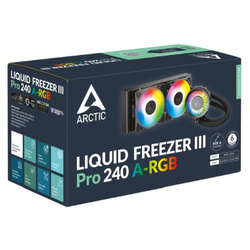 ARCTIC Liquid Freezer III A-RGB 240mm Liquid CPU Cooler, P12 PWM PST ARGB Fans & ARGB PWM Controlled Pump, Black