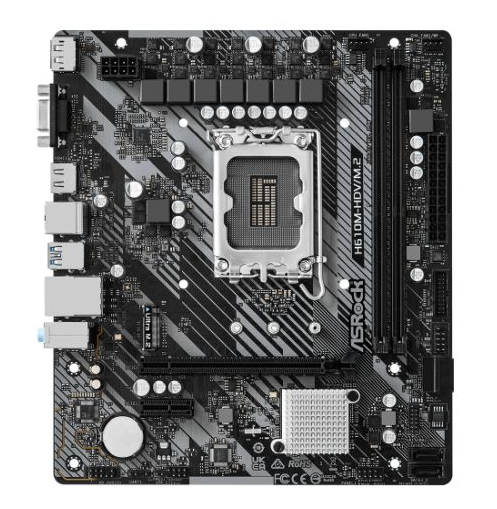 Asrock H610M-HDV/M.2 R2.0, Intel H610, 1700, Micro ATX, 2 DDR4, VGA, HDMI, DP, PCIe4, 1x M.2