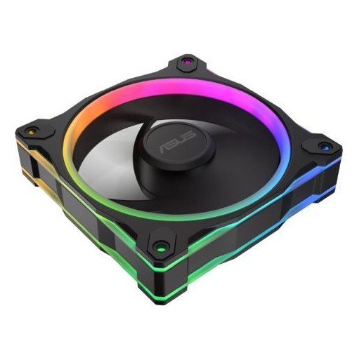 Asus Prime MR120 ARGB Reverse Blade 12cm PWM Case Fan, Sleeve Bearing, 28mm Frame, Dual-Sided Lighting, 1600 RPM, Black