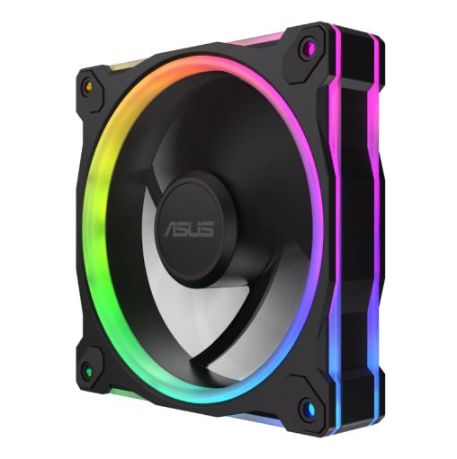 Asus Prime MR120 ARGB Reverse Blade 12cm PWM Case Fan, Sleeve Bearing, 28mm Frame, Dual-Sided Lighting, 1600 RPM, Black