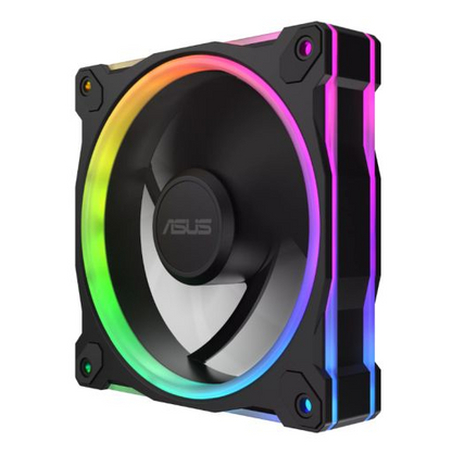 Asus Prime MR120 ARGB Reverse Blade 12cm PWM Case Fan, Sleeve Bearing, 28mm Frame, Dual-Sided Lighting, 1600 RPM, Black