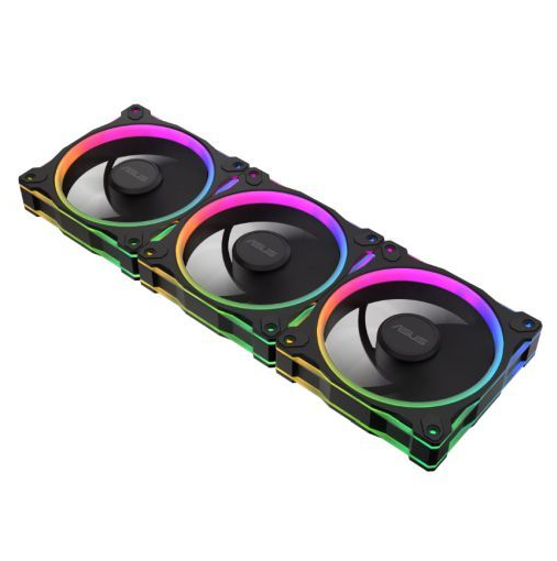Asus Prime MR120 ARGB Reverse Blade 12cm PWM Case Fans (3 Pack), Sleeve Bearing, 28mm Frame, Dual-Sided Lighting, 1600 RPM, Black