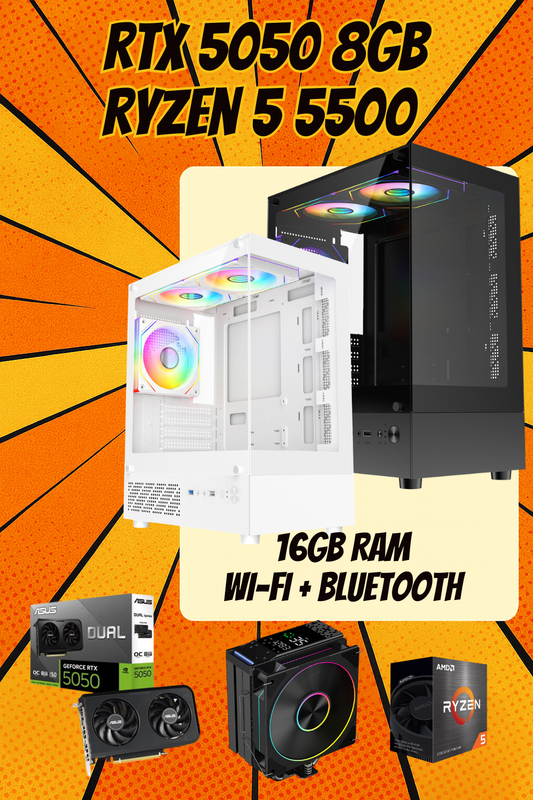 AURORA LITE – Ryzen 5 5500 • RTX 5050 8GB • 16GB RAM • Wi-Fi | DDR4