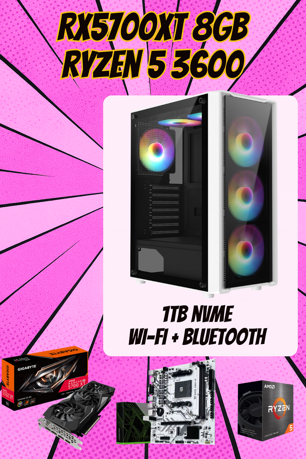 BLADE Bargain Boost Pro Gaming PC – Ryzen 5 3600X | RX 5700 XT 8GB | 16GB RAM | 1080p & 1440p Ready