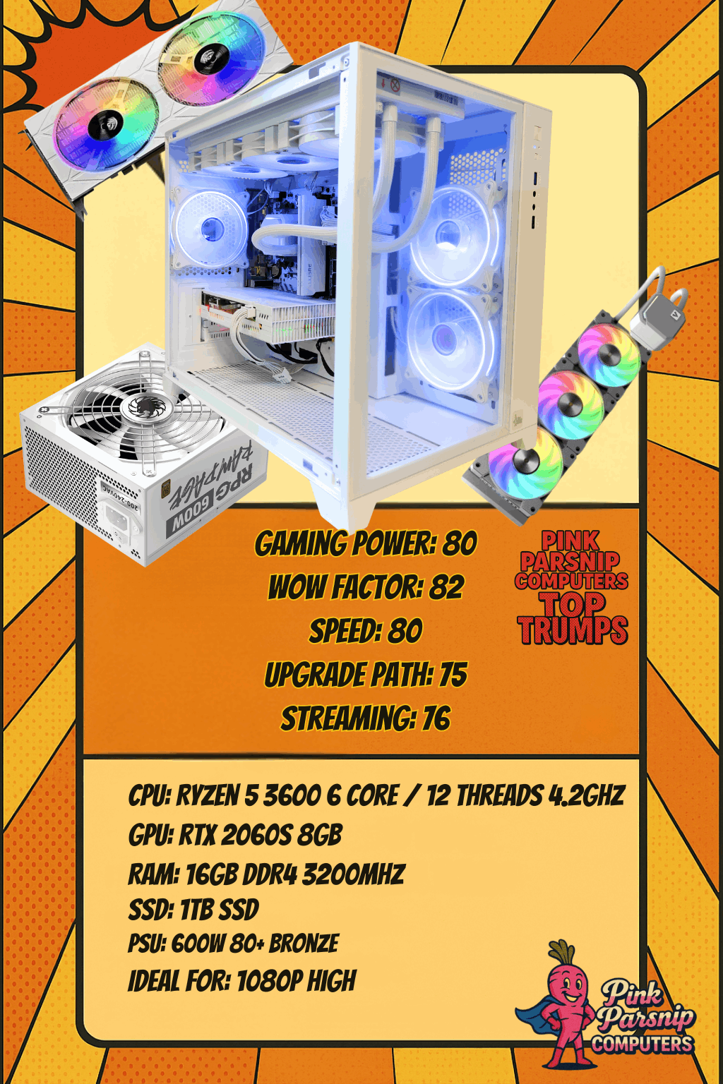 The Bradley – Ryzen 5 + RTX2060 | 16GB RAM | 1TB NVMe SSD | Gaming PC