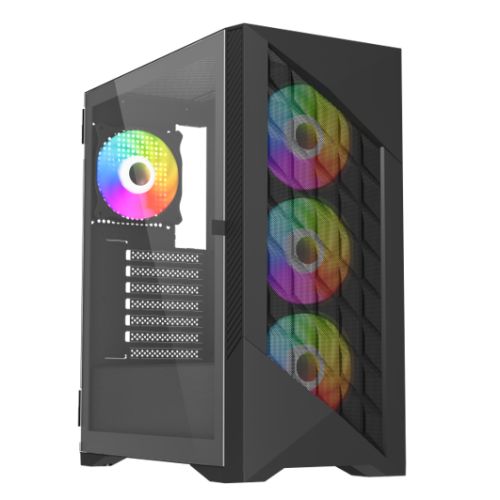 Vida Typhoon ATX PC Case - Black ARGB Tempered Glass