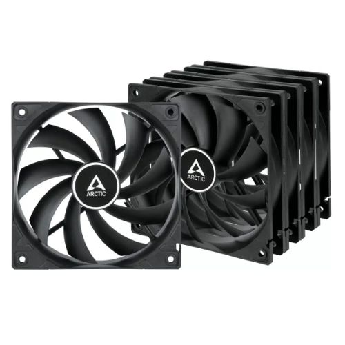 ARCTIC F12 12cm PWM PST Case Fan w/ Cable Splitter (5 Pack), Black, Fluid Dynamic, 230-1350 RPM