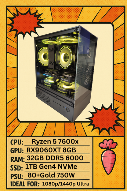 Celcius – Ryzen 5 7600X + RX 9060 XT | 32GB RAM | 1TB NVMe SSD | Gaming PC