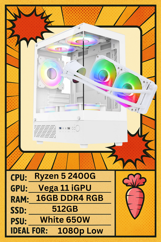 Celcius | Ryzen 5 2400G | 16GB RGB RAM | 512GB SSD | ARGB Watercooled White Build