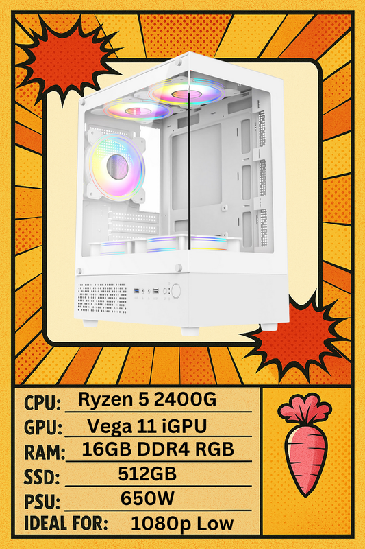 Celcius | Ryzen 5 2400G | 16GB RGB RAM | 512GB SSD | Tower Cooler White Build