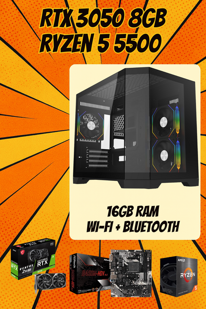 ECLIPSE LITE – Ryzen 5 5500 • RTX 3050 8GB • 16GB RAM • Wi-Fi
