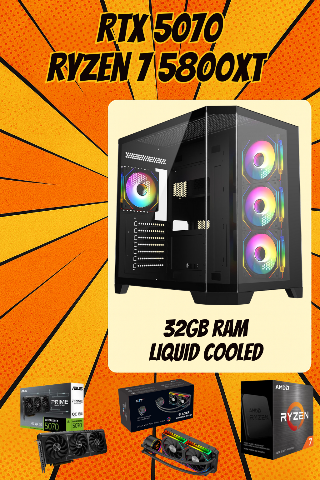 ECLIPSE X – Ryzen 7 5800XT • RTX 5070 12GB • 32GB RAM • Wi-Fi + Bluetooth