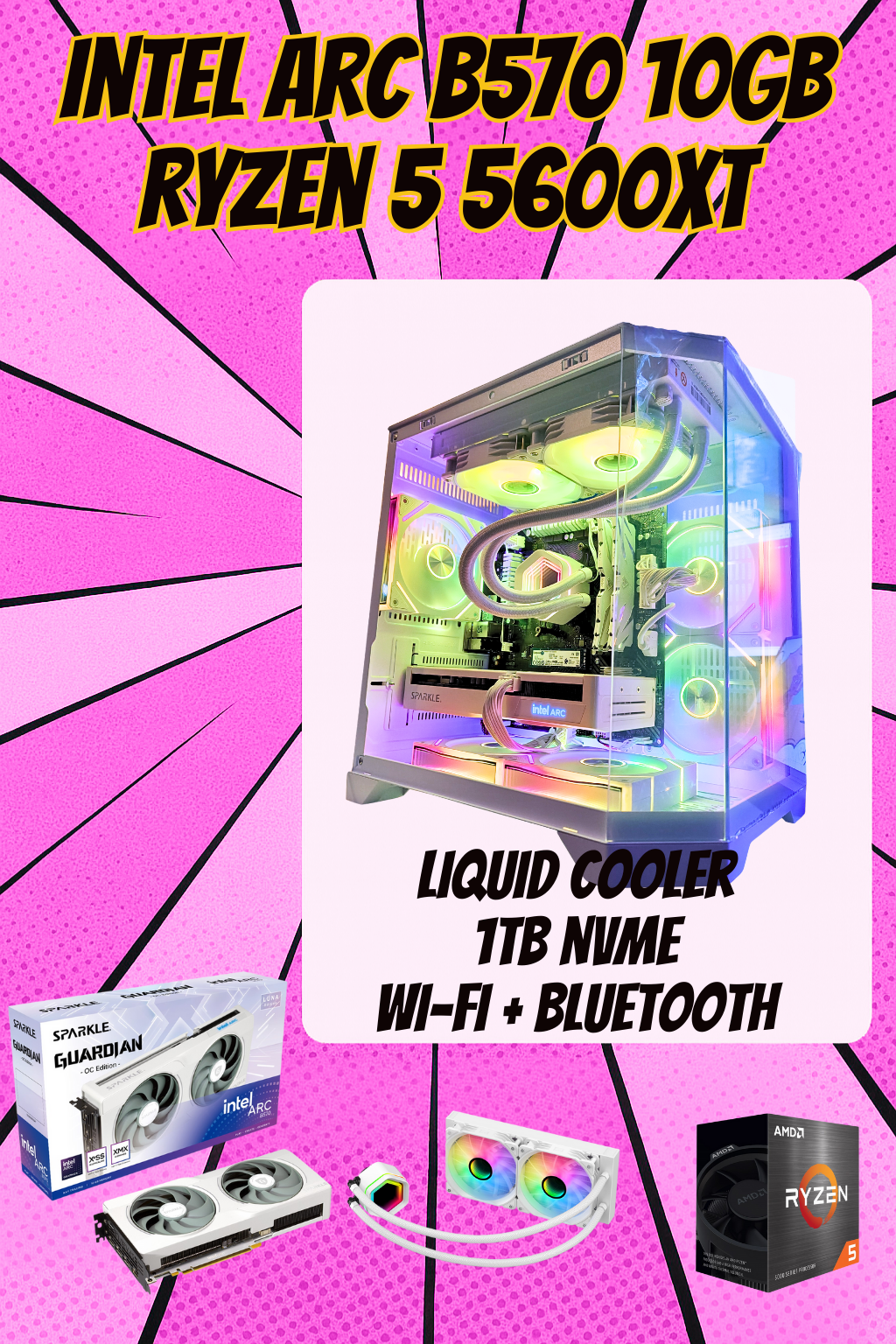 Eclipse – AM4 Starter in Black or White (Ryzen 5 5600xt / Arc B570 10GB)