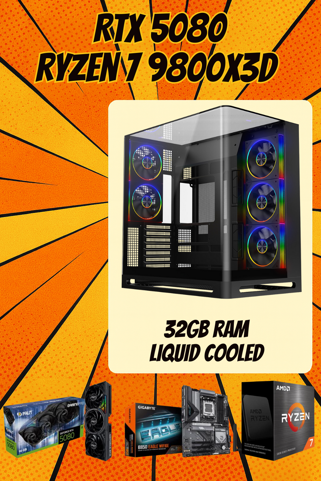 NAVIGATOR Elite Gaming PC – Ryzen 9800X3D • RTX 5080 16GB • 32GB DDR5 • AM5