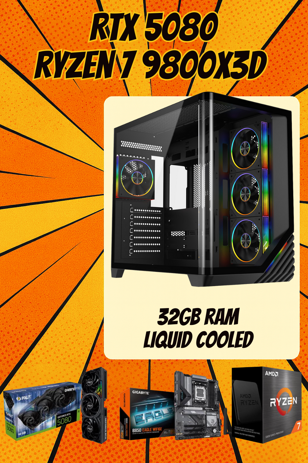 VENUS Elite Gaming PC – Ryzen 9 9800X3D • RTX 5080 16GB • 32GB DDR5 • AM5