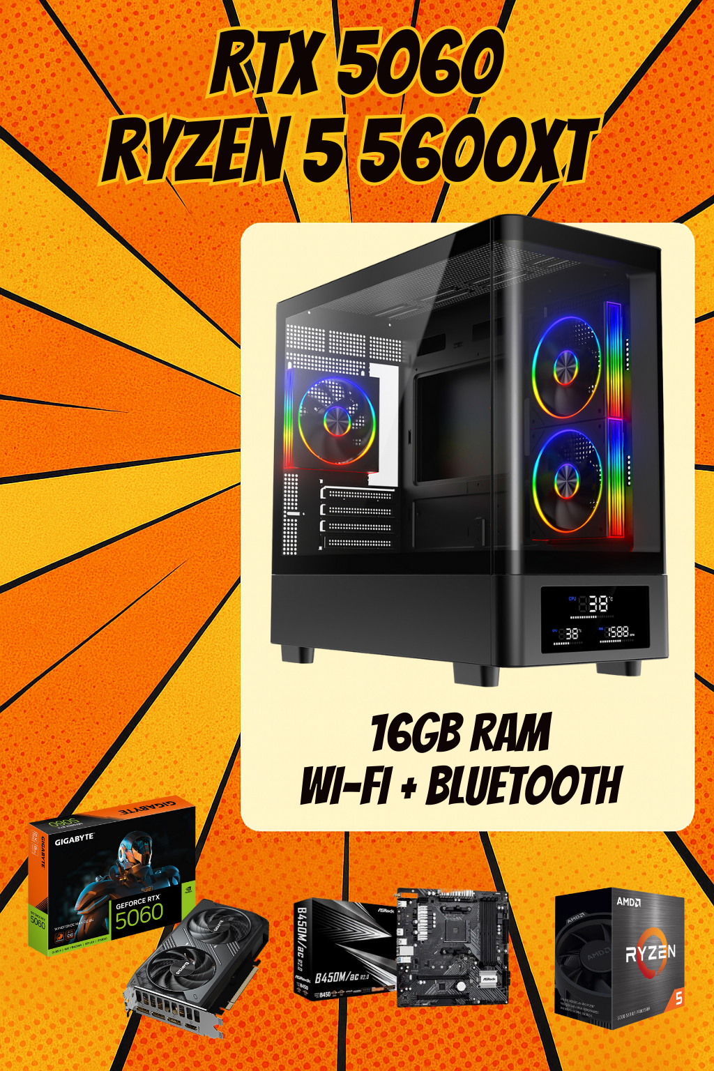 GRAVITY CORE SPEC – Ryzen 5 5600X • RTX 5060 8GB • 16GB RAM • Wi-Fi