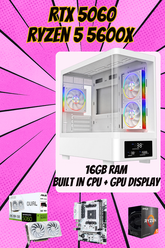 GRAVITY CORE SPEC WHITE – Ryzen 5 5600X • RTX 5060 8GB • 16GB RAM • Wi-Fi