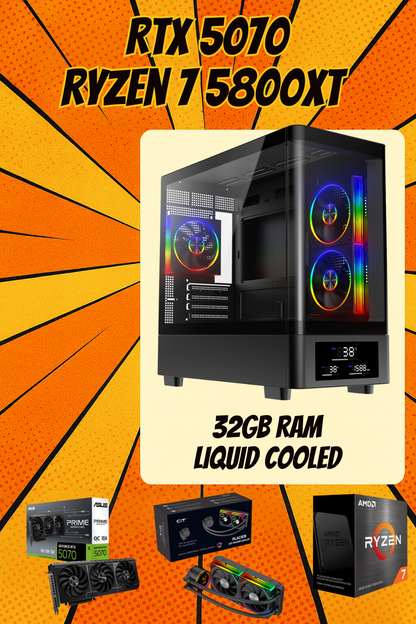 GRAVITY X – Ryzen 7 5800XT • RTX 5070 12GB • 32GB RAM • Wi-Fi + Bluetooth