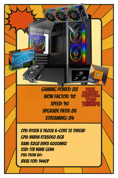 THE GRAVITY — Ultra-Clean AM5 Gaming PC (Ryzen 5 7600X • RTX 5060 • 32GB DDR5 • 1TB NVMe)