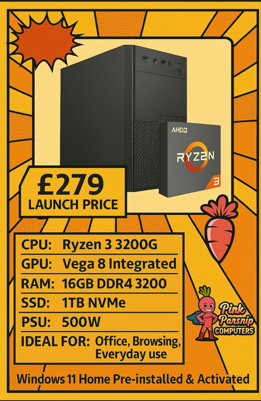 Office Pro PC – Fast, Reliable Everyday Computing! Ryzen 3, 16GB, 1TB SSD