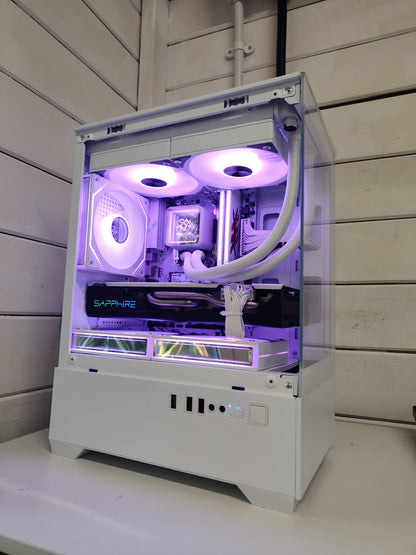 The Snowman (Also available in Black) — Ryzen 5 • AMD RX 8GB • 16GB • 240mm AIO • White RGB Gaming PC