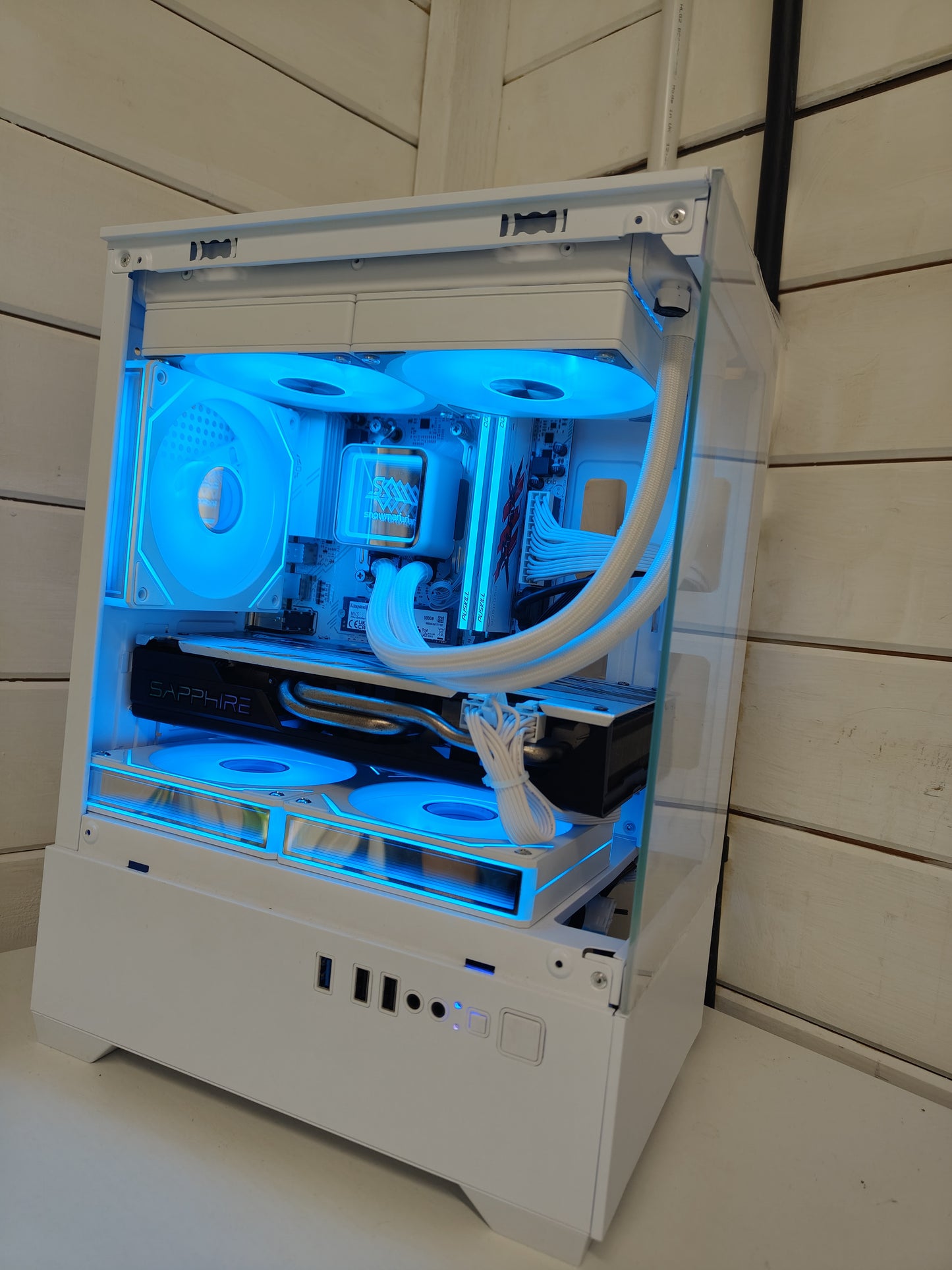 The Snowman (Also available in Black) — Ryzen 5 • AMD RX 8GB • 16GB • 240mm AIO • White RGB Gaming PC