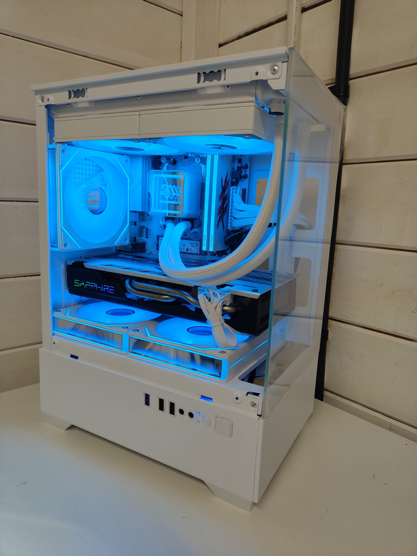 The Snowman (Also available in Black) — Ryzen 5 • AMD RX 8GB • 16GB • 240mm AIO • White RGB Gaming PC