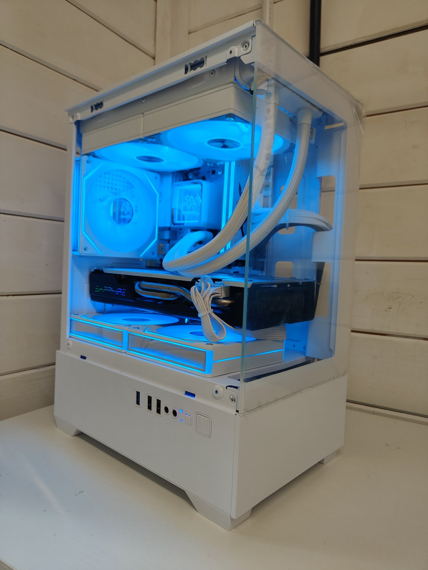 The Snowman (Also available in Black) — Ryzen 5 • AMD RX 8GB • 16GB • 240mm AIO • White RGB Gaming PC