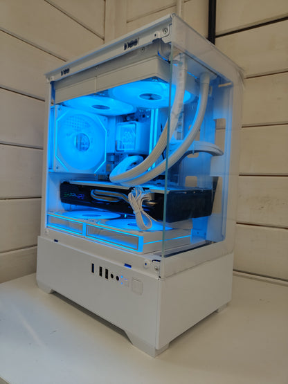 The Snowman (Also available in Black) — Ryzen 5 • AMD RX 8GB • 16GB • 240mm AIO • White RGB Gaming PC