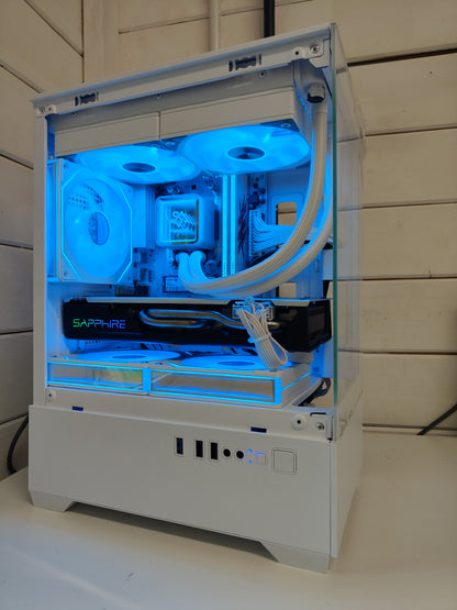 The Snowman (Also available in Black) — Ryzen 5 • AMD RX 8GB • 16GB • 240mm AIO • White RGB Gaming PC