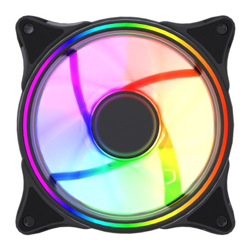 Vida Infinity01 Reverse Blade 12cm ARGB Dual Ring PWM Case Fan, Hydraulic Bearing, Infinity Mirror Effect, 500-1500 RPM, Black