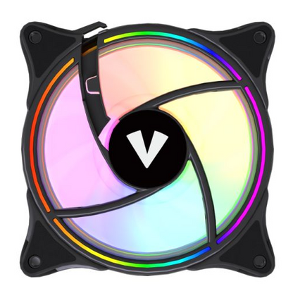 Vida Infinity01 Reverse Blade 12cm ARGB Dual Ring PWM Case Fan, Hydraulic Bearing, Infinity Mirror Effect, 500-1500 RPM, Black