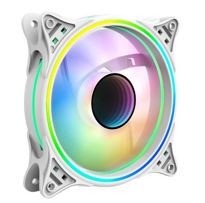 Vida Infinity01 12cm ARGB Dual Ring PWM Case Fan, Hydraulic Bearing, Infinity Mirror Effect, 500-1500 RPM, White