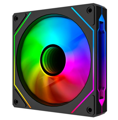 Vida Infinity02 12cm ARGB PWM Case Fan, Hydraulic Bearing, Infinity Mirror Effect on Centre & Sides, 800-1800 RPM, Black