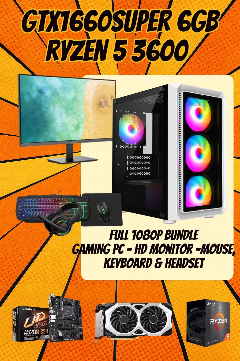 Starter Streaming & Gaming Bundle – Full Setup with PC, Monitor, Mic, Webcam & Capture Card! | DDR4