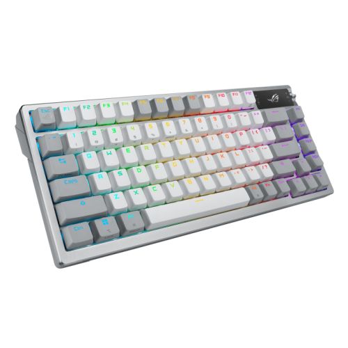 Asus ROG AZOTH Compact 75% Mechanical RGB Gaming Keyboard, Wireless/Btooth/USB, Hot-Swap ROG NX Snow Switches, OLED Display, Control Knob, Mac Support, White