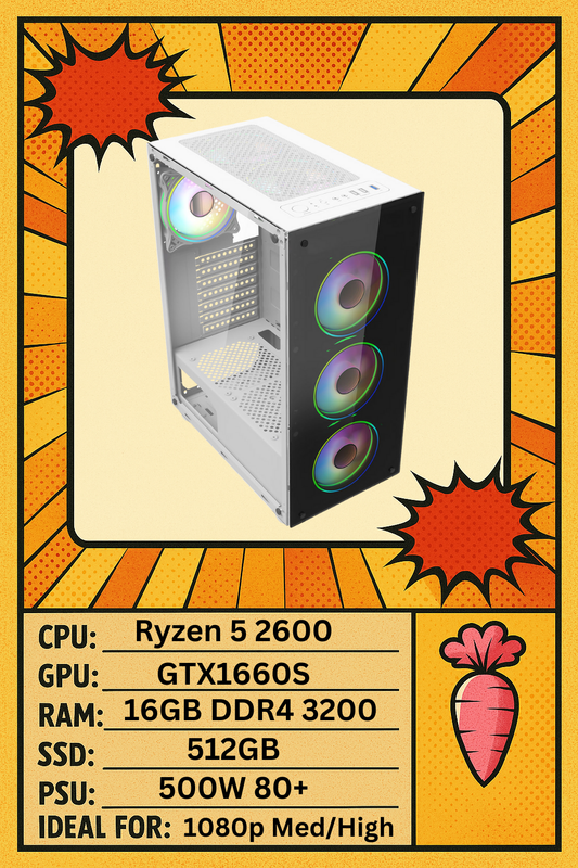 Mirage Gaming PC Ryzen 5 2600 6 Core - GTX 1660S - 16GB DDR4 - 512GB SSD