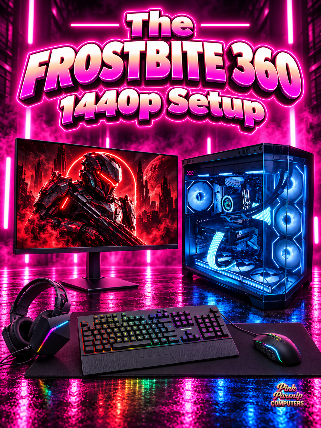 The Frostbite 360, 1440p Setup | Gaming PC + 27" QHD Monitor + Keyboard, Mouse & Headset