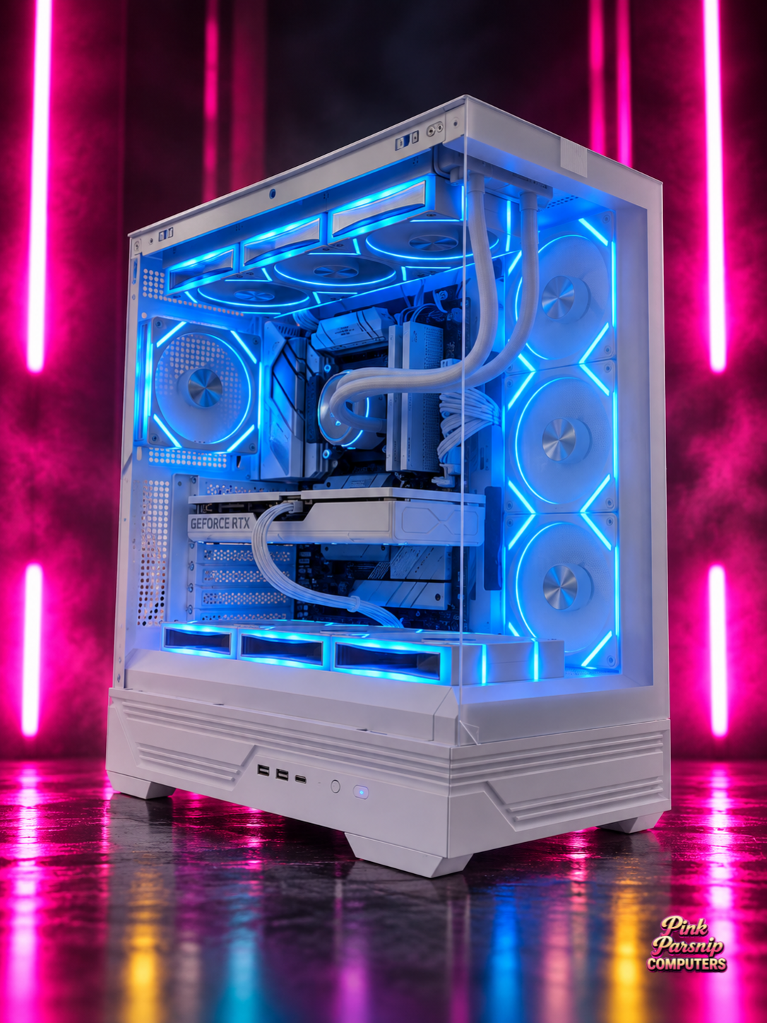The Roadie, Flagship Setup | Gaming PC + 27" 1440p 144Hz Monitor + White Keyboard, Mouse & Headset