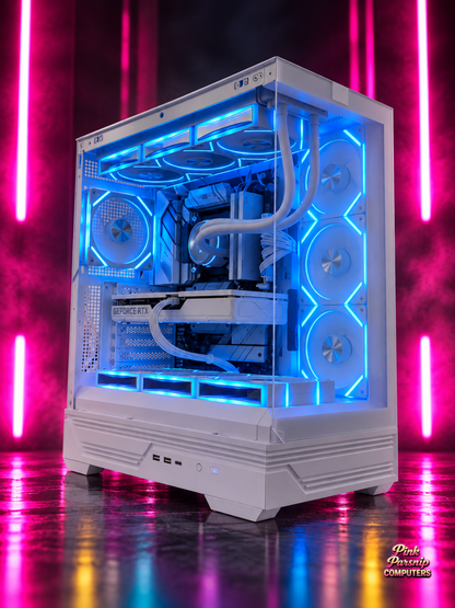 The Roadie, Flagship Setup | Gaming PC + 27" 1440p 144Hz Monitor + White Keyboard, Mouse & Headset